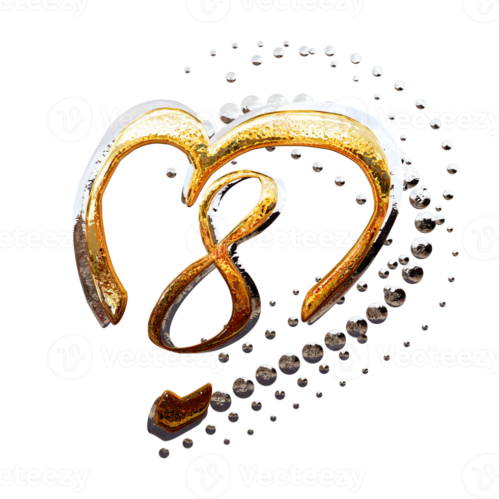 3D ILLUSTRATION,TEXT EFFECT GOLD AND SILVER 8 YEAR ANNIVERSARY DATE png