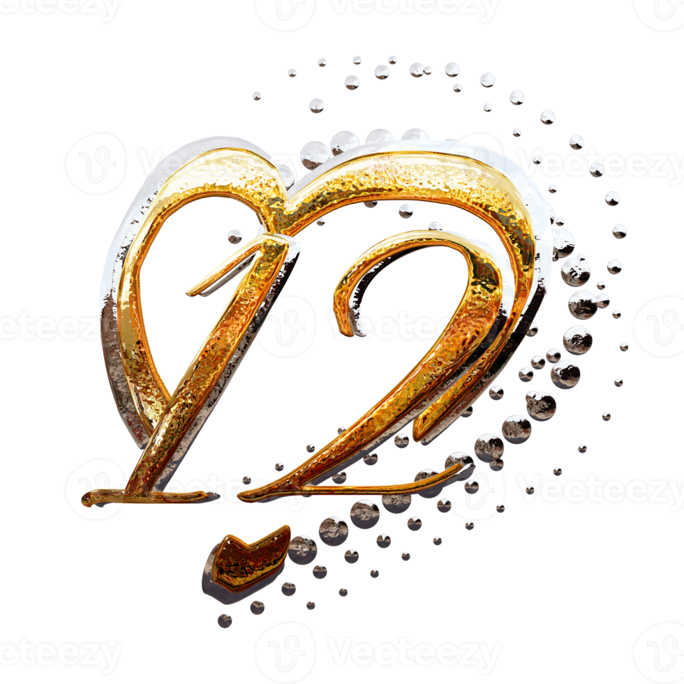 3d illustration, texte effet or et argent 12 année anniversaire Date png