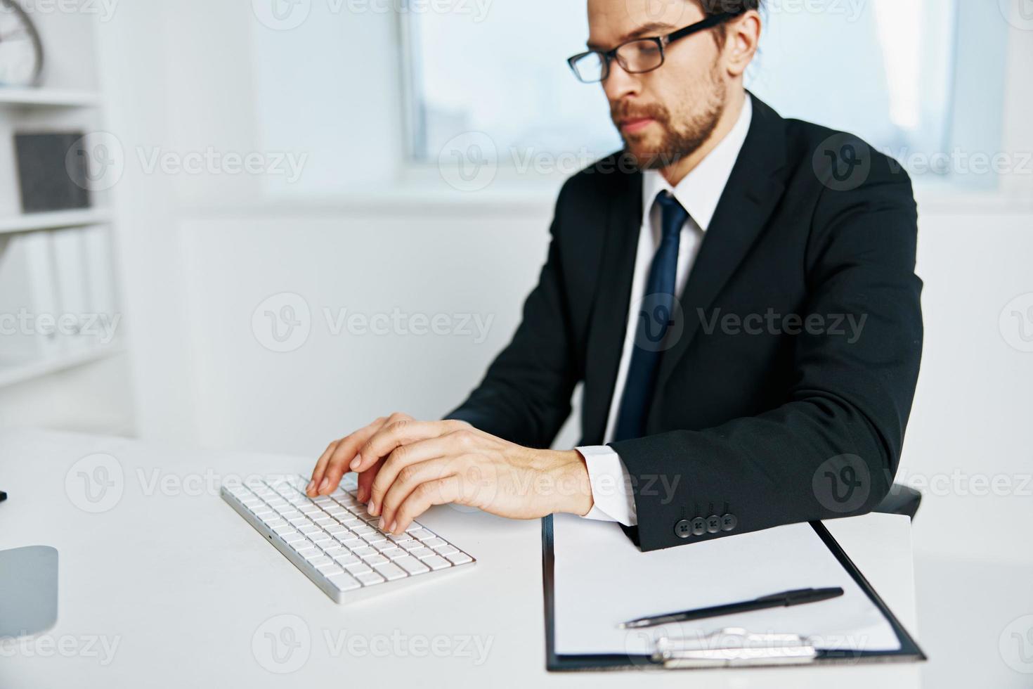 businessman near the desktop office computer executive photo