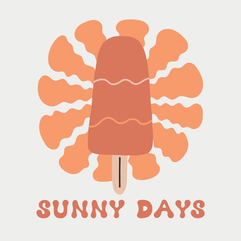 Groovy print wavy Ice Cream vector concept