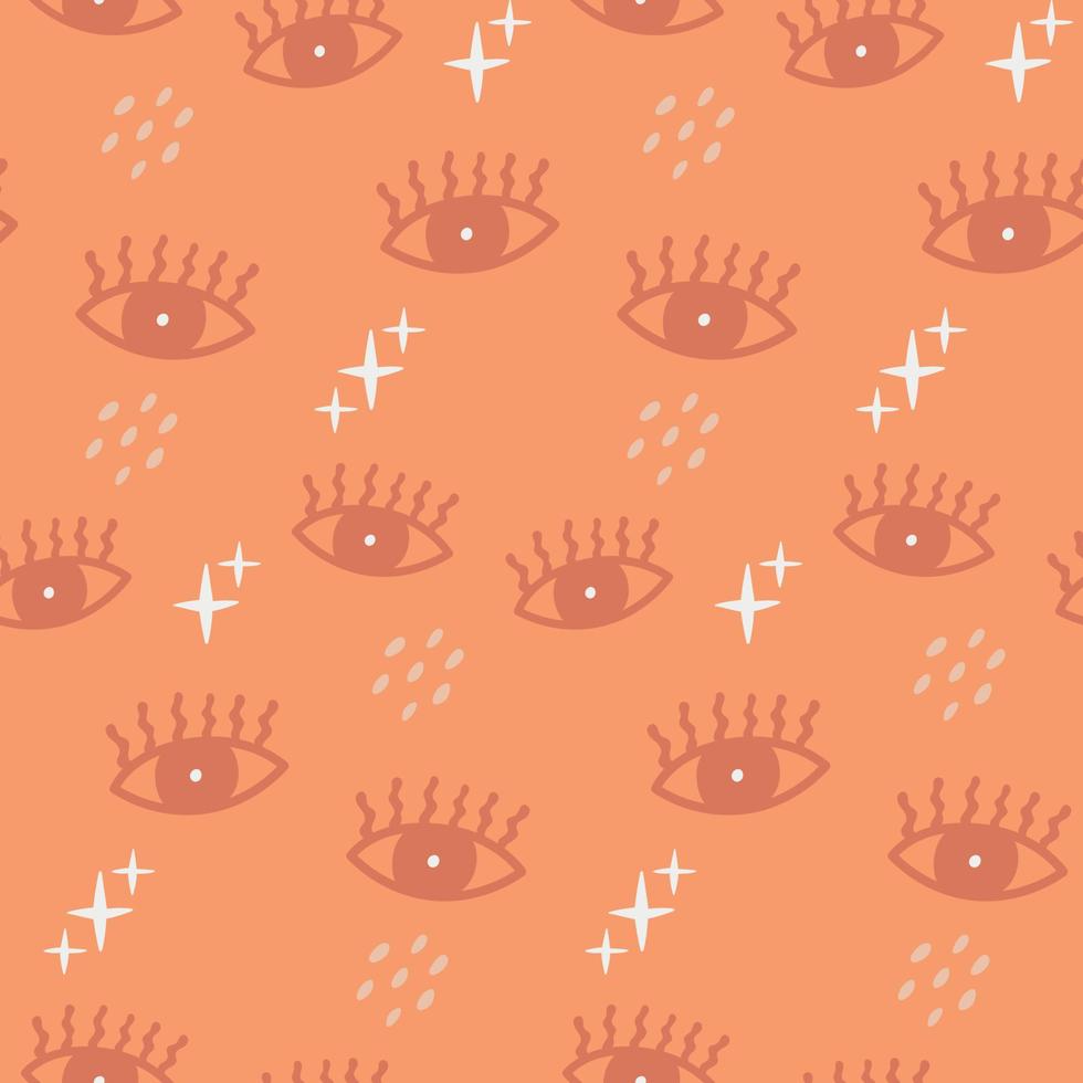 Seamless pattern groovy boho wavy eye vector