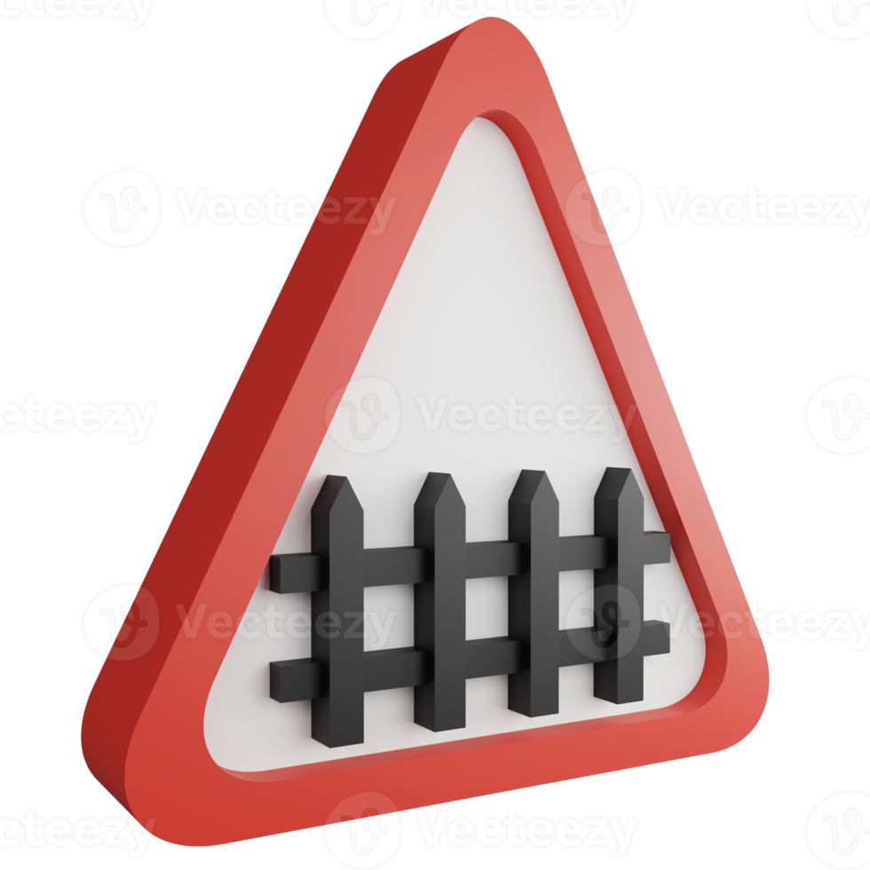 3d geven niveau kruispunt met barrière verder teken icoon geïsoleerd Aan transparant achtergrond, rood verplicht teken png