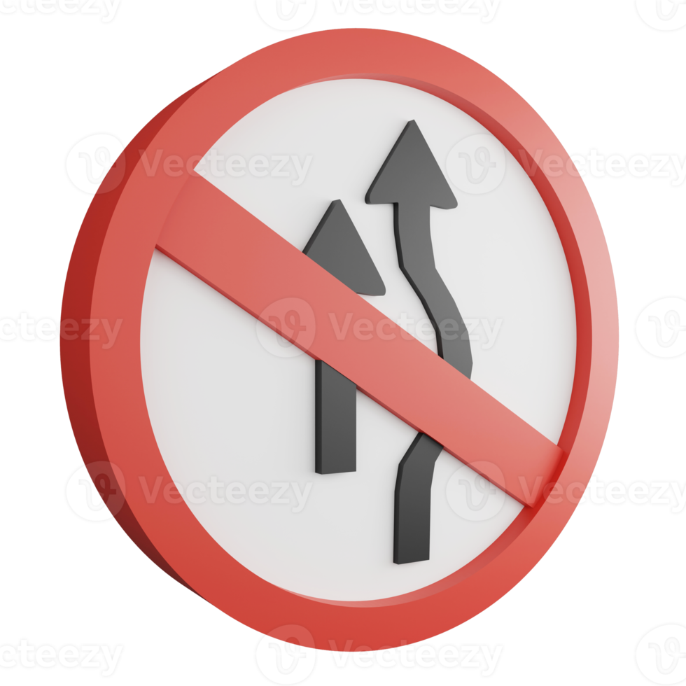 3D render no overtaking sign icon isolated on transparent background, red mandatory sign png