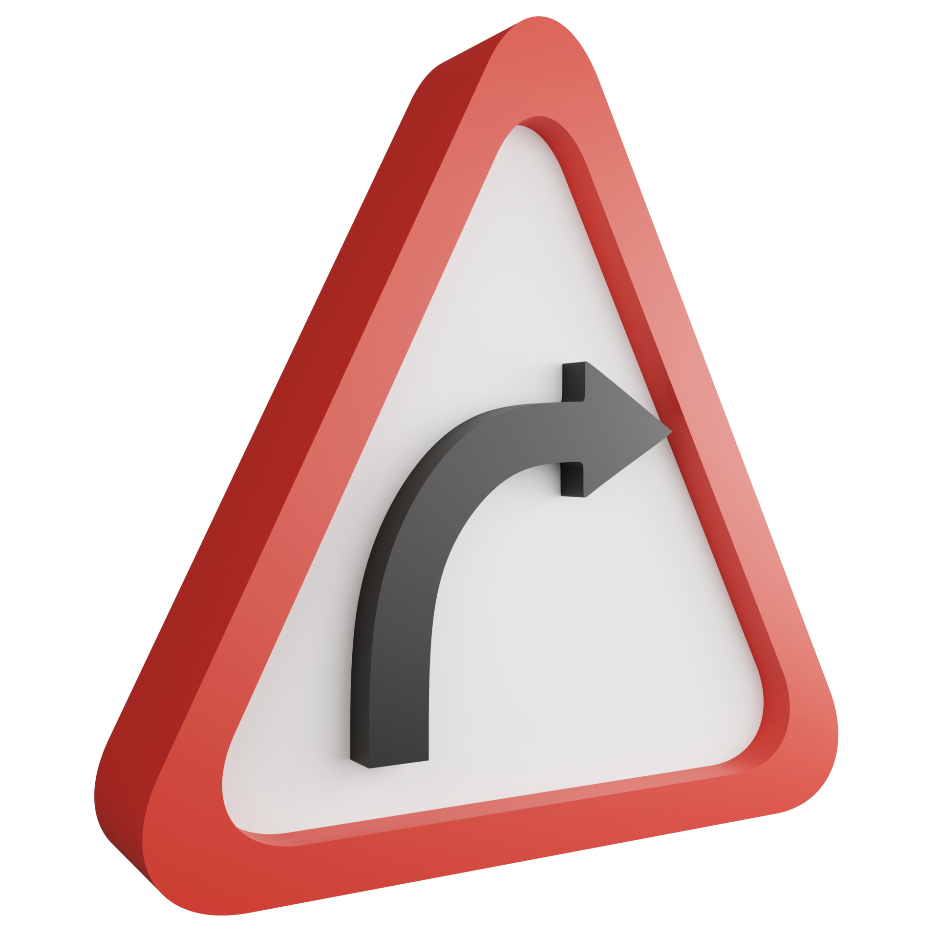 3D Render Right Curve Sign Icon Isolated On Transparent Background Red 3d-render-right-curve-sign-icon-isolated-on-transparent-background-red