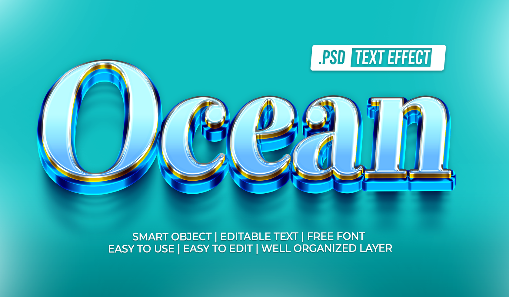 Oceano texto estilo efecto psd