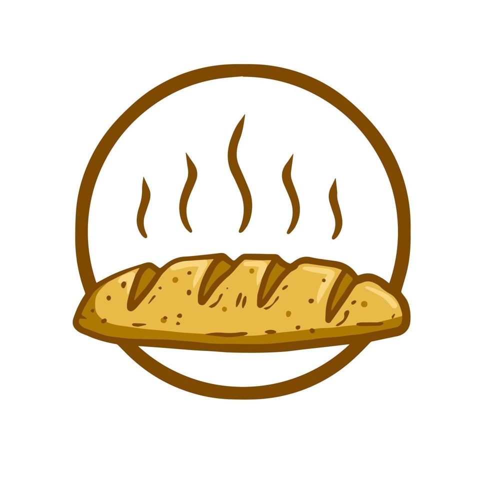 Bread. Cartoon drawn loaf. Retro Icon of the bakery. Food from cereals. Farm natural product. vector