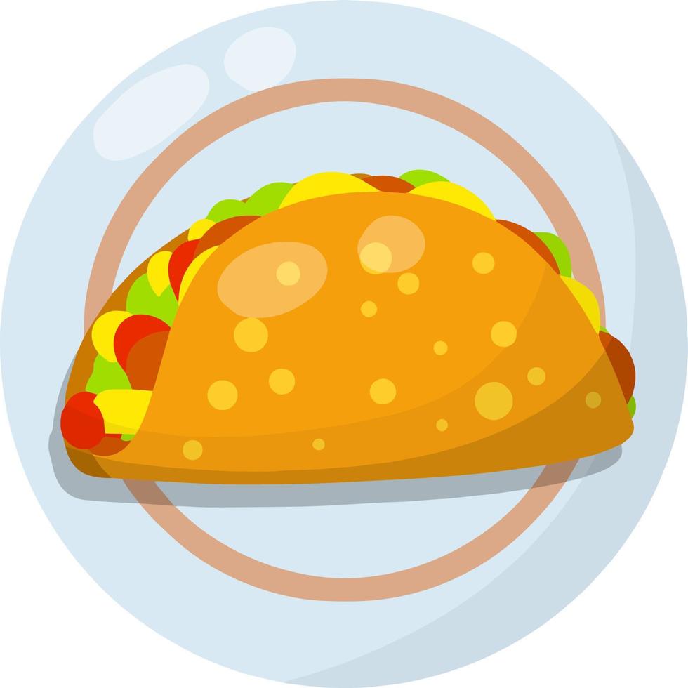 Tacos - National Mexican fast food in tortilla. Traditional Spicy meal with meat and vegetables. Cartoon flat illustration vector