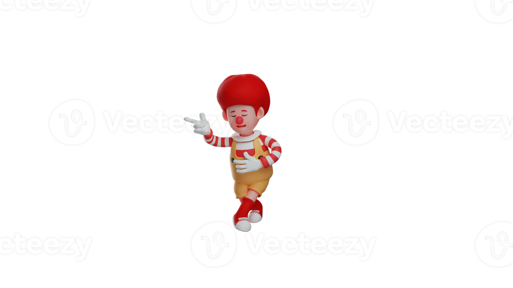 3D illustration. Best Clown 3D cartoon character. The clown ends his performance. Clown in a pose bowing and saluting the audience. 3D cartoon character png
