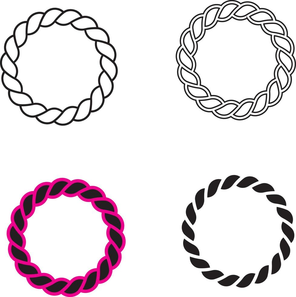 Rope Circle Hand Drawn Wreath Line Art Illustration vector