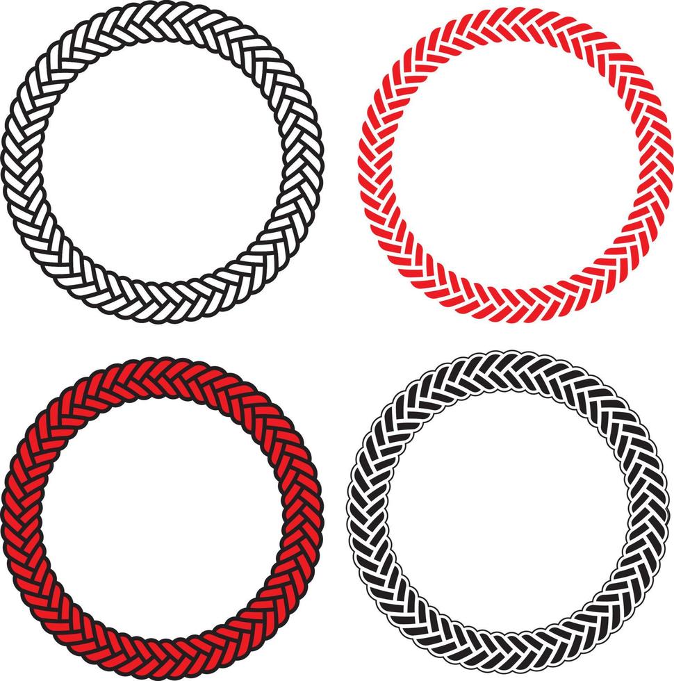 Braid Circle Hand Drawn Wreath Line Art Illustration vector
