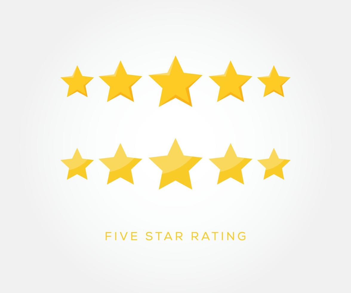 Five stars icon vector. Five stars rating button vector