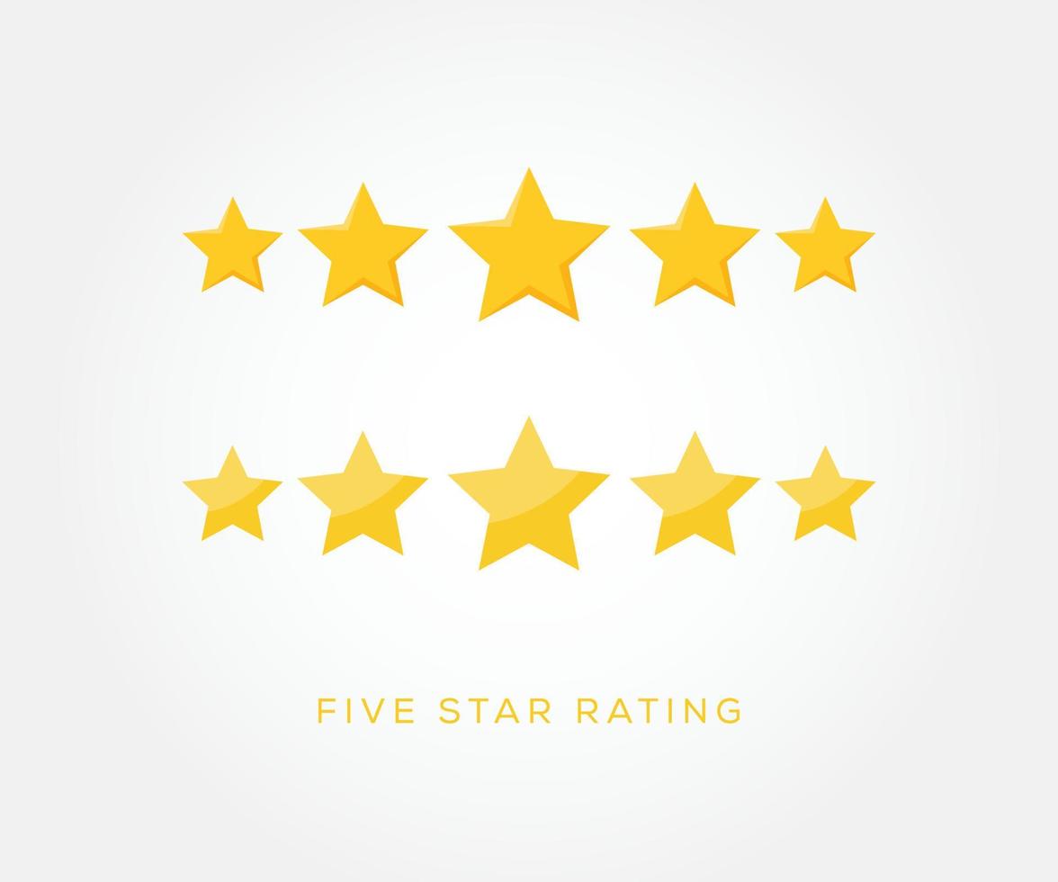 Five stars icon vector. Five stars rating button vector