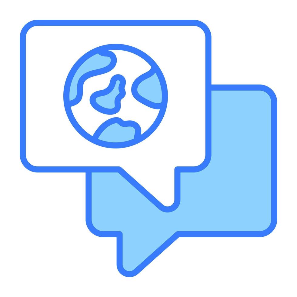 World globe on chat bubble denoting vector of eco conversation, premium design