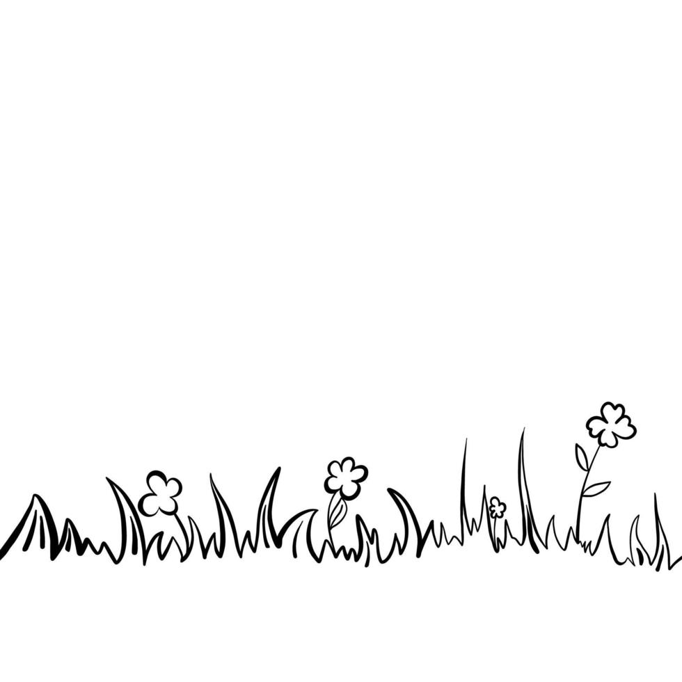 Stencil of black grass and flowers vector