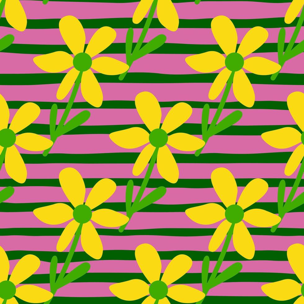 Stylized tropical simple flower seamless pattern. Decorative floral ornament endless background. vector