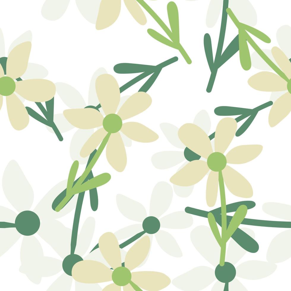 Stylized tropical simple flower seamless pattern. Decorative floral ornament endless background. vector