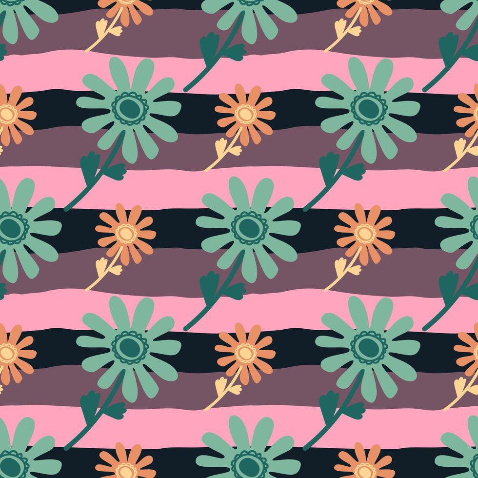 Naive flower seamless pattern. Cute floral endless background. vector