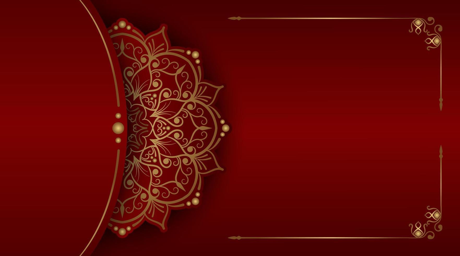 red luxury background, with gold mandala ornament vector