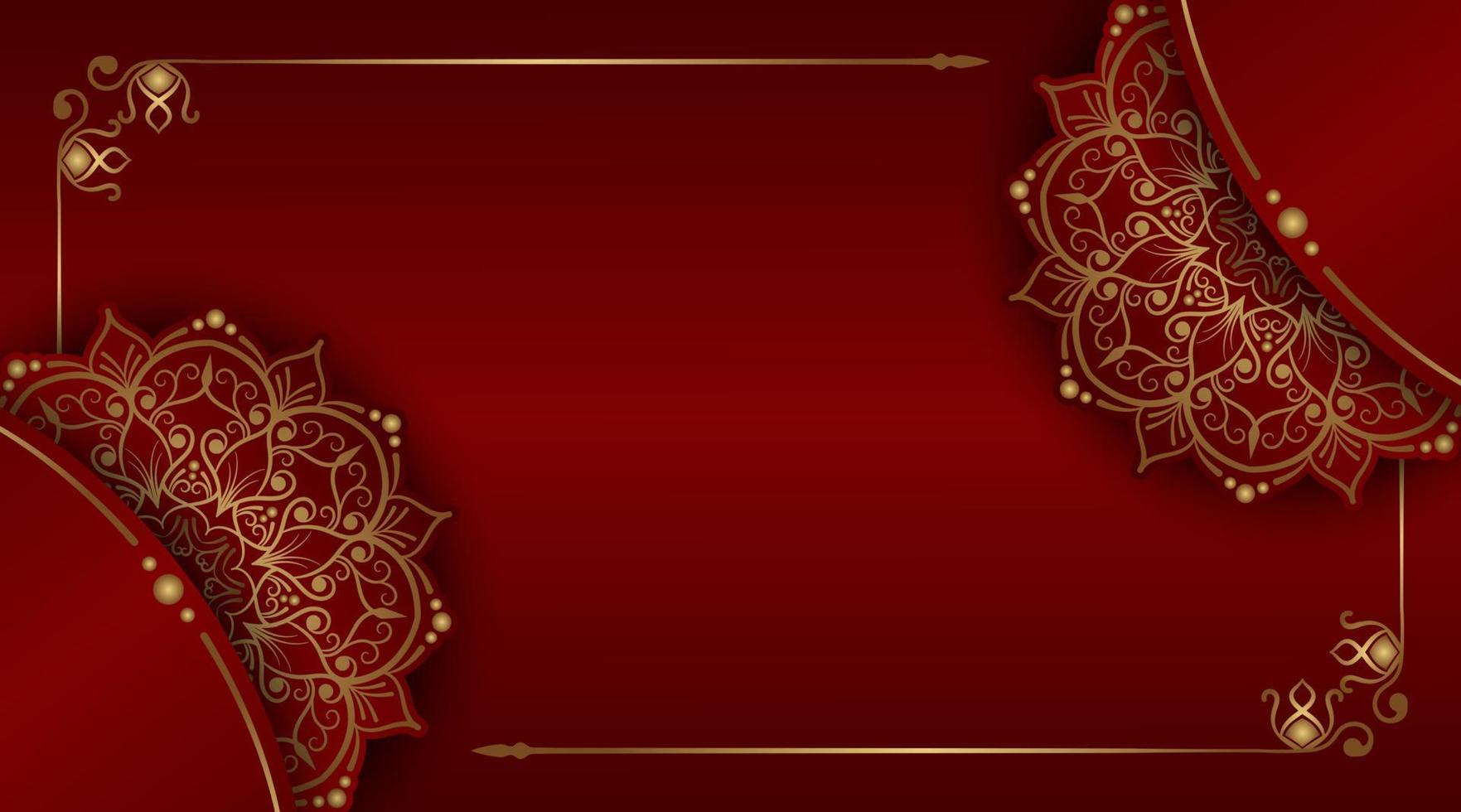 red luxury background, with gold mandala ornament vector