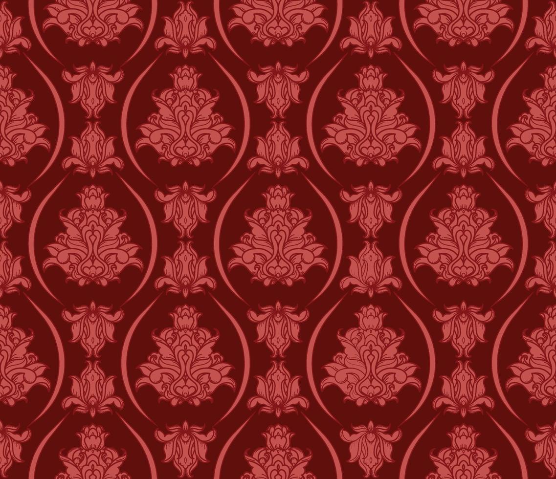 Seamless Red Damask Wallpaper Pattern vector