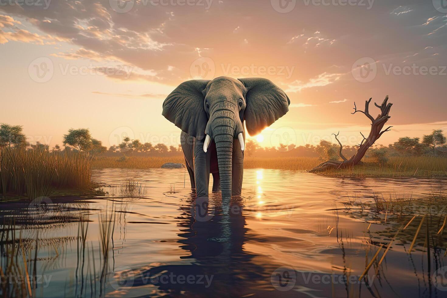 illustration of an elephant taking a bath photo