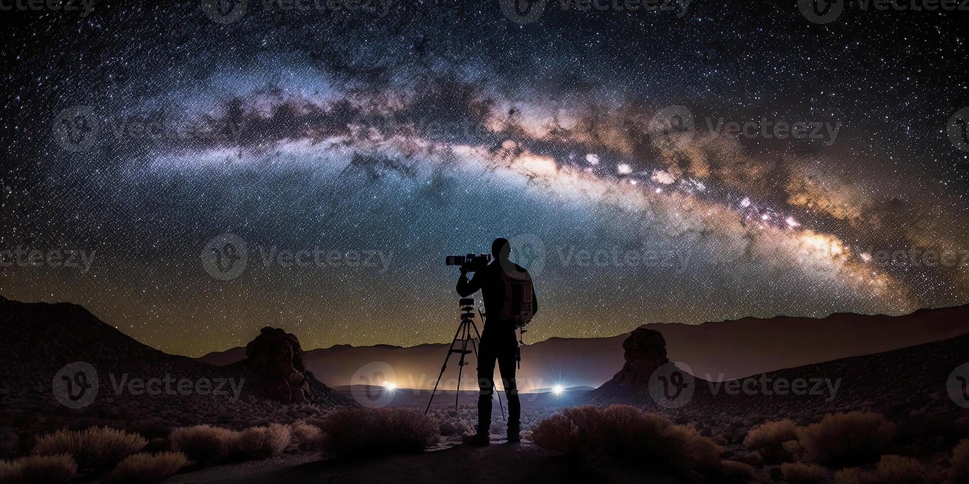 illustration of a photograph taking photos of the milky way
