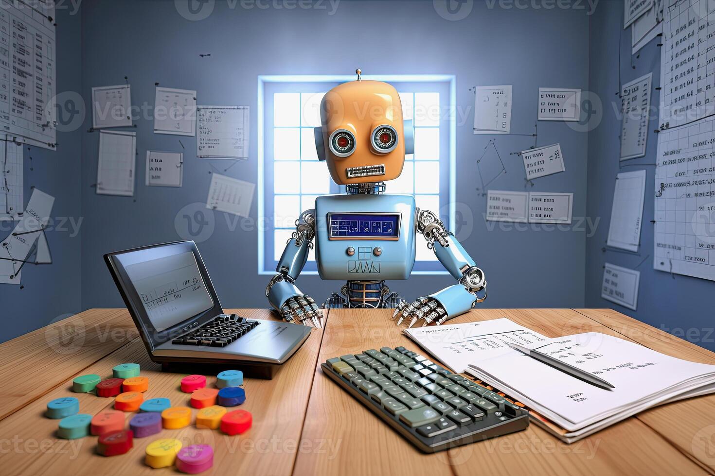 illustration of a robot learning in school photo
