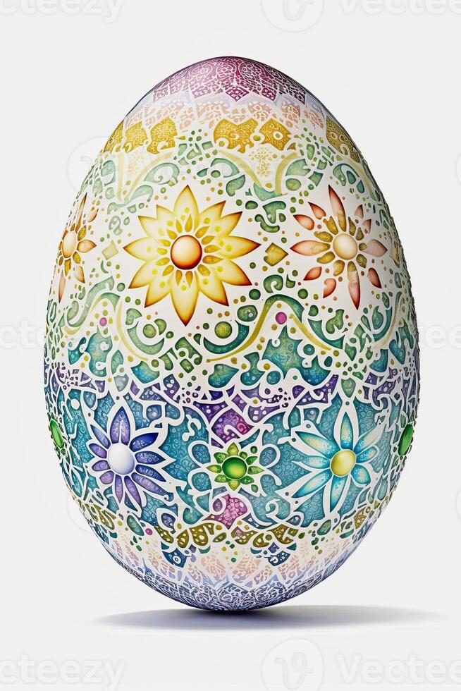 illustration of a beautiful ornamented easter egg on white background photo