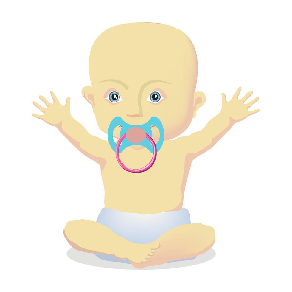 Little baby with a pacifier sitting vector illustration