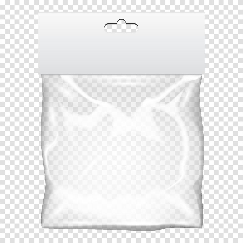 Plastic pocket bag mock up. Vector illustration