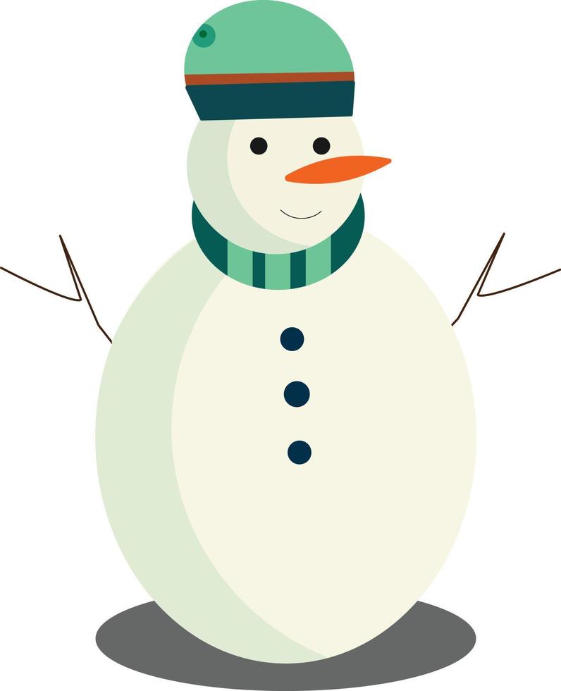 cute snowman with green hat vector