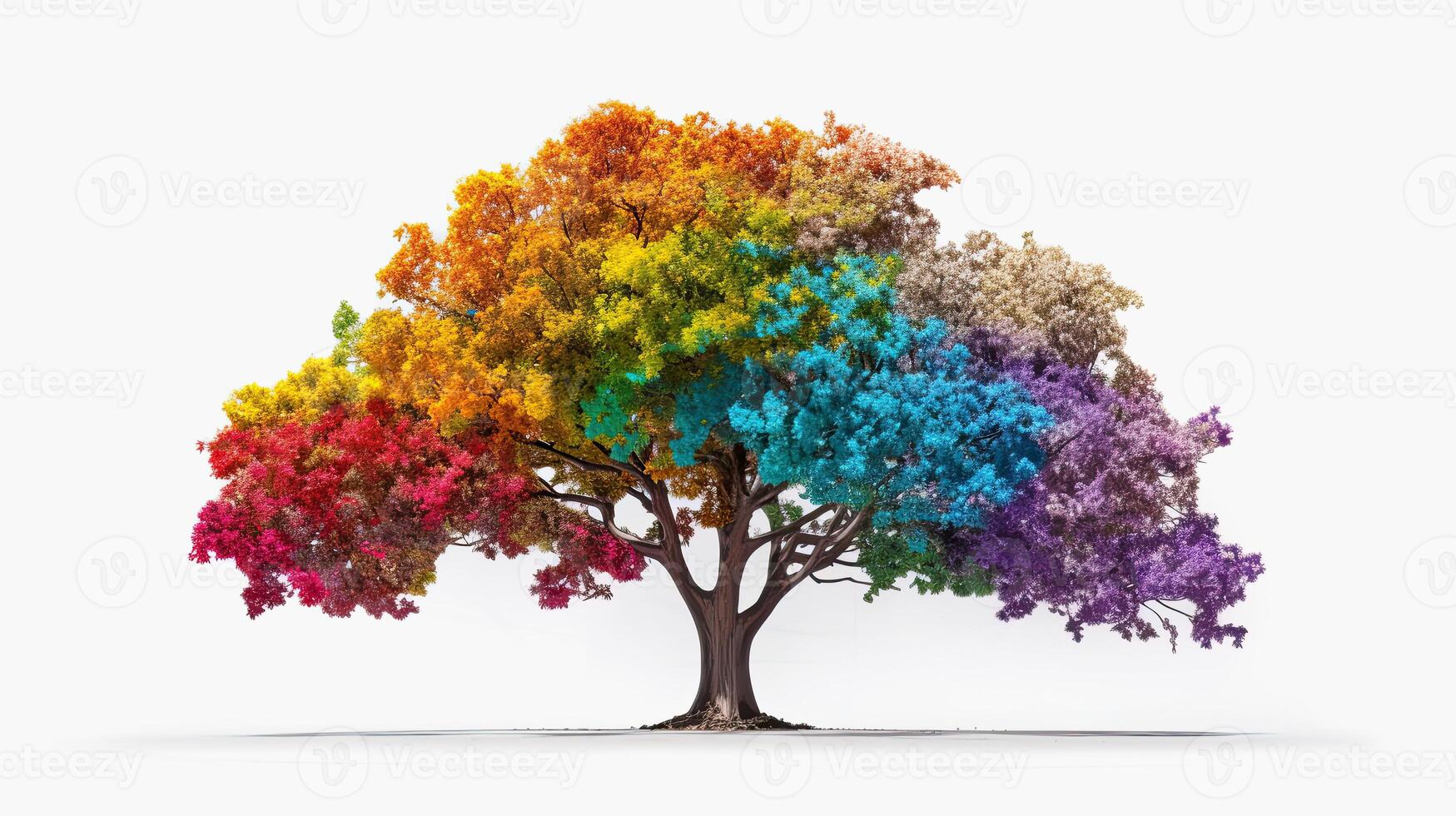 illustration of a colorful tree on white background photo