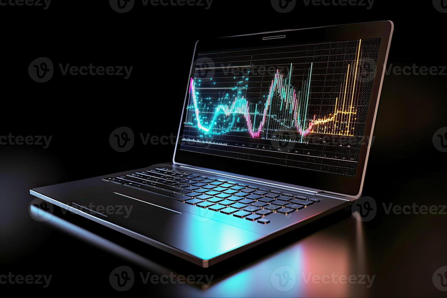 illustration of a laptop with a chart on the screen photo