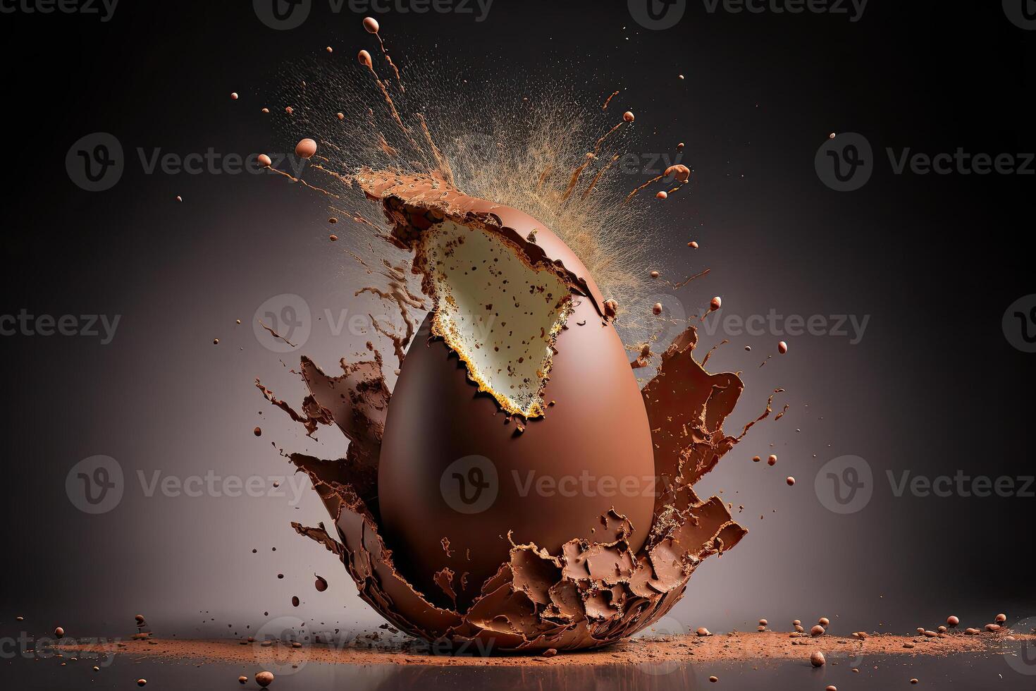 illustration of an exploding chocolate egg photo