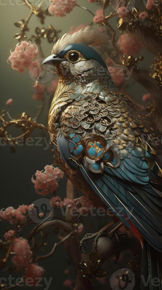 Bohemian unrealistically beautiful bird. photo