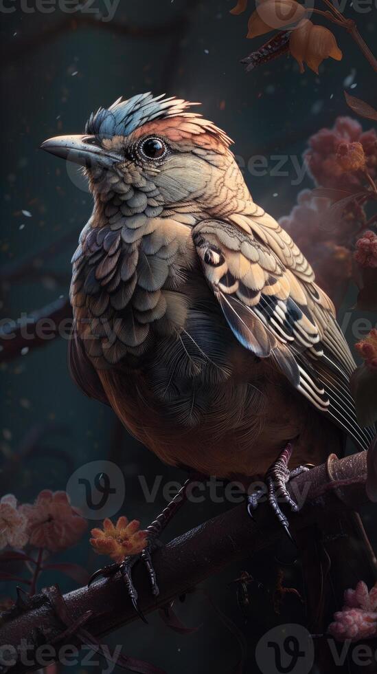 Bohemian unrealistically beautiful bird. photo