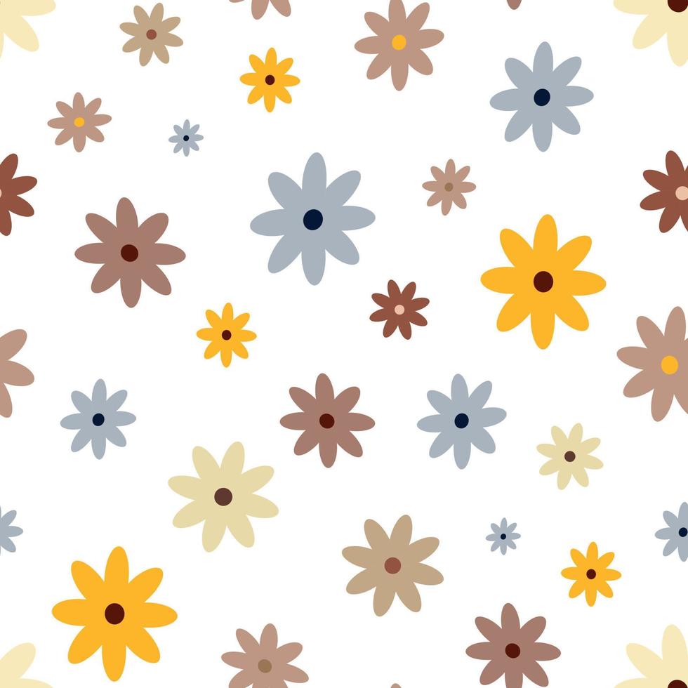 Hippie flowers boho seamless background. floral retro pattern vector