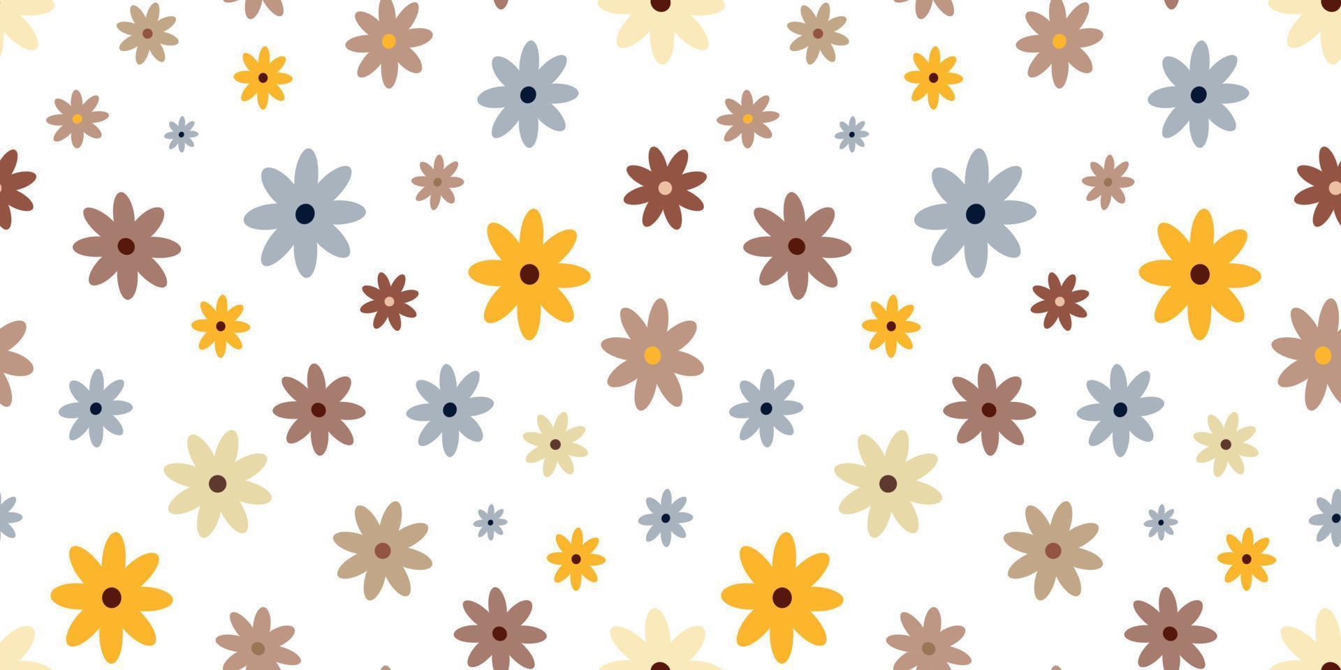 Hippie flowers boho seamless background. floral retro pattern vector