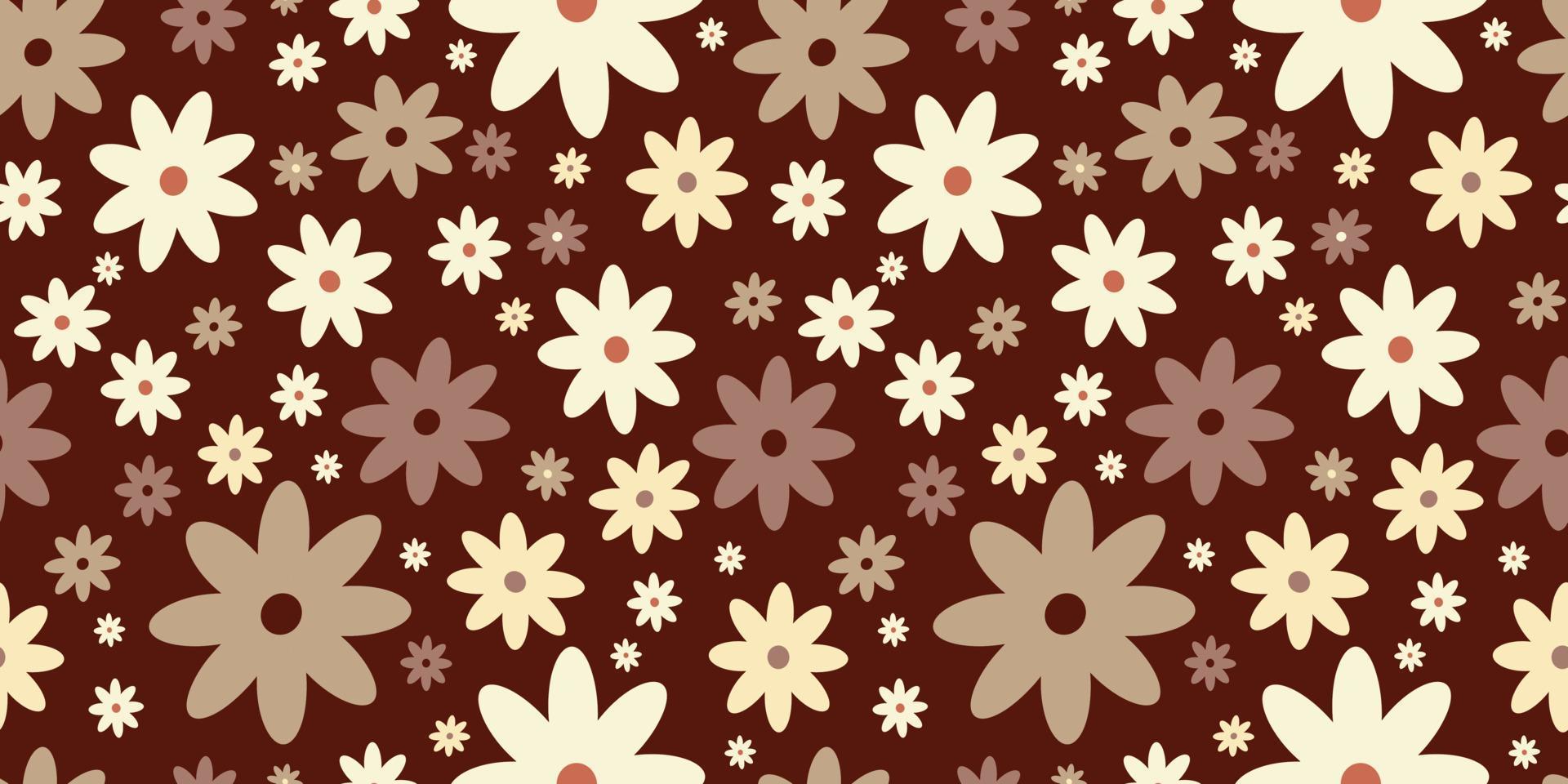 Hippie flowers boho seamless background. floral retro pattern