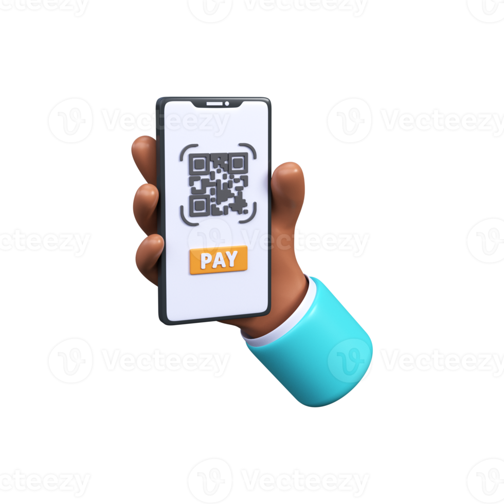 The mobile phone scans the QR code. 3d render. png