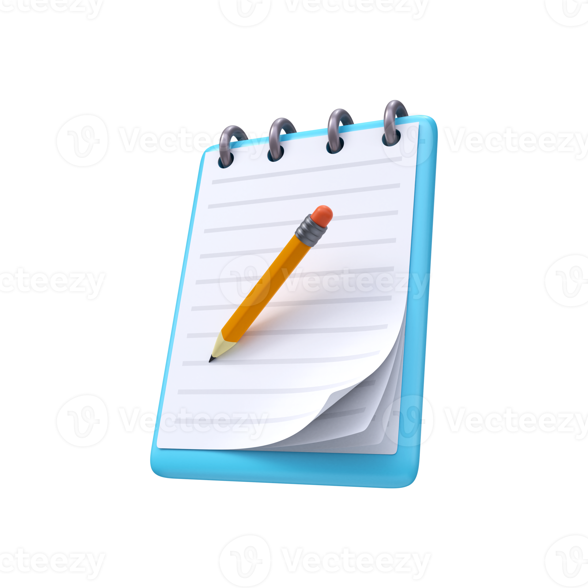 Notepad with pencil icon. 3d illustration 22451232 PNG