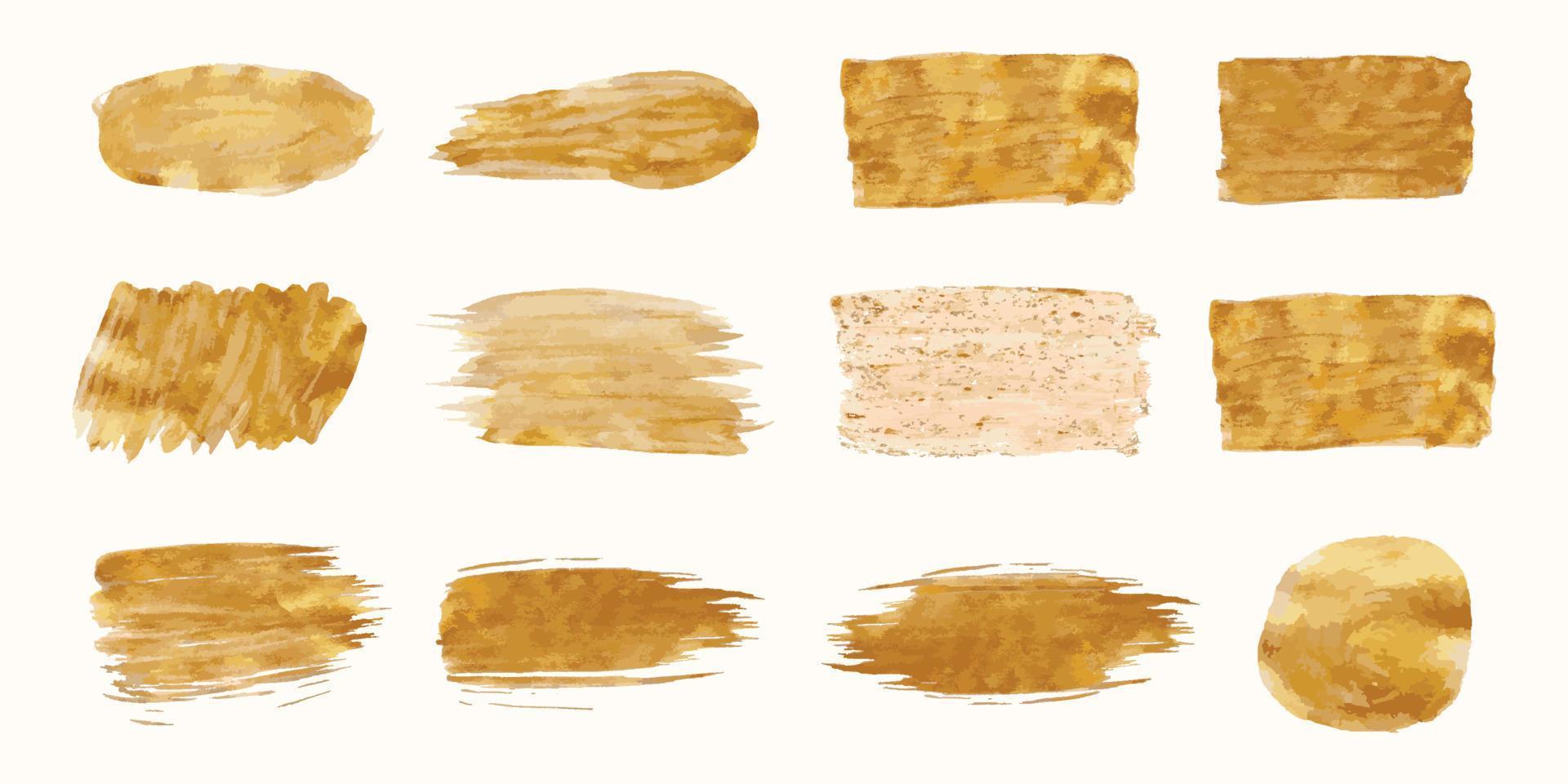 Golden watercolor brush stroke new collection vector