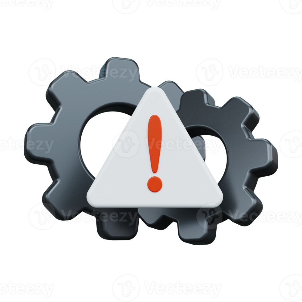 Settings error icon. 3d render png