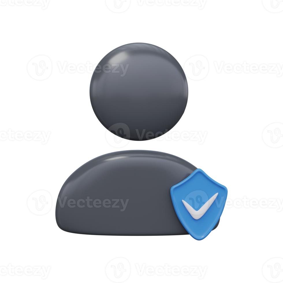 Verified, secure user icon 3D render. png