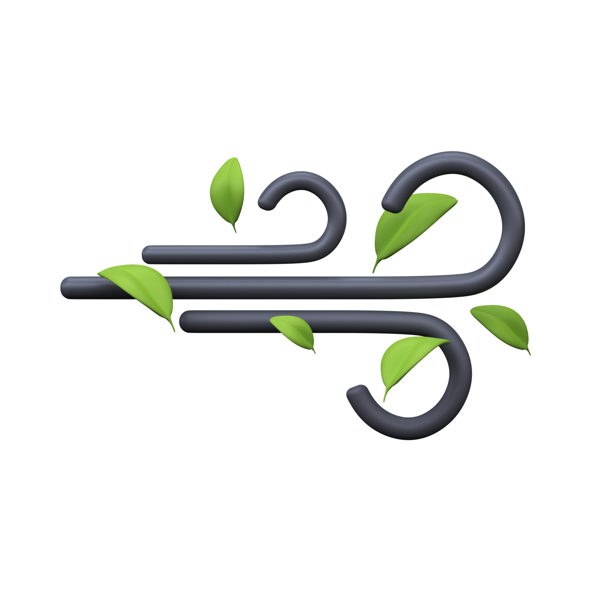 Windy weather icon. Cool breeze with leaves. 3D render 22451258 PNG