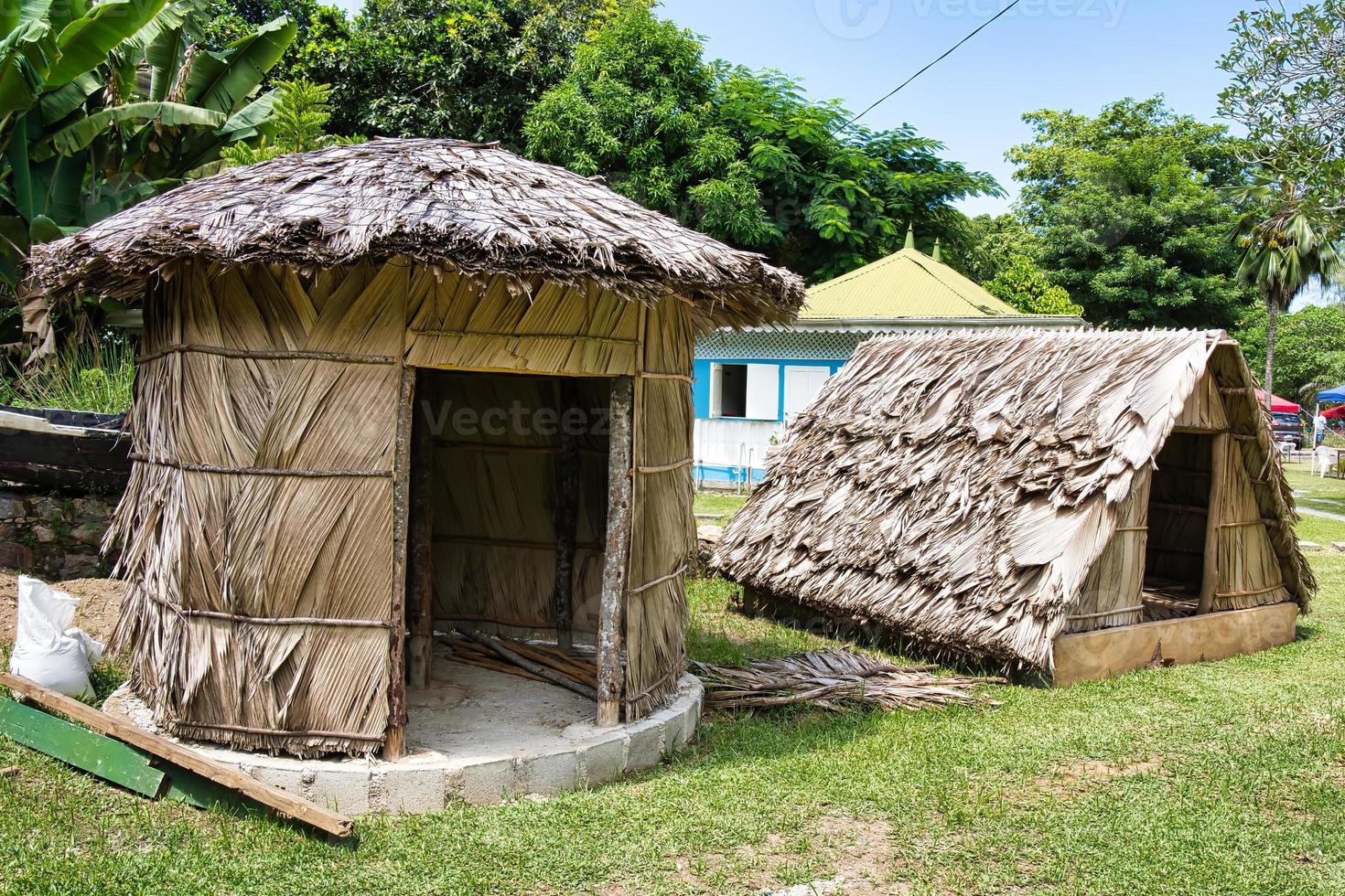 example of traditional palm leaves houses that was built way back in the Seychelles, Mahe Seychelles photo