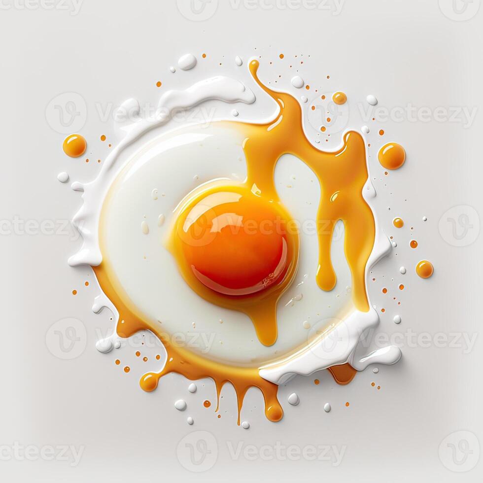 Fried chicken egg isolated on white background. . photo