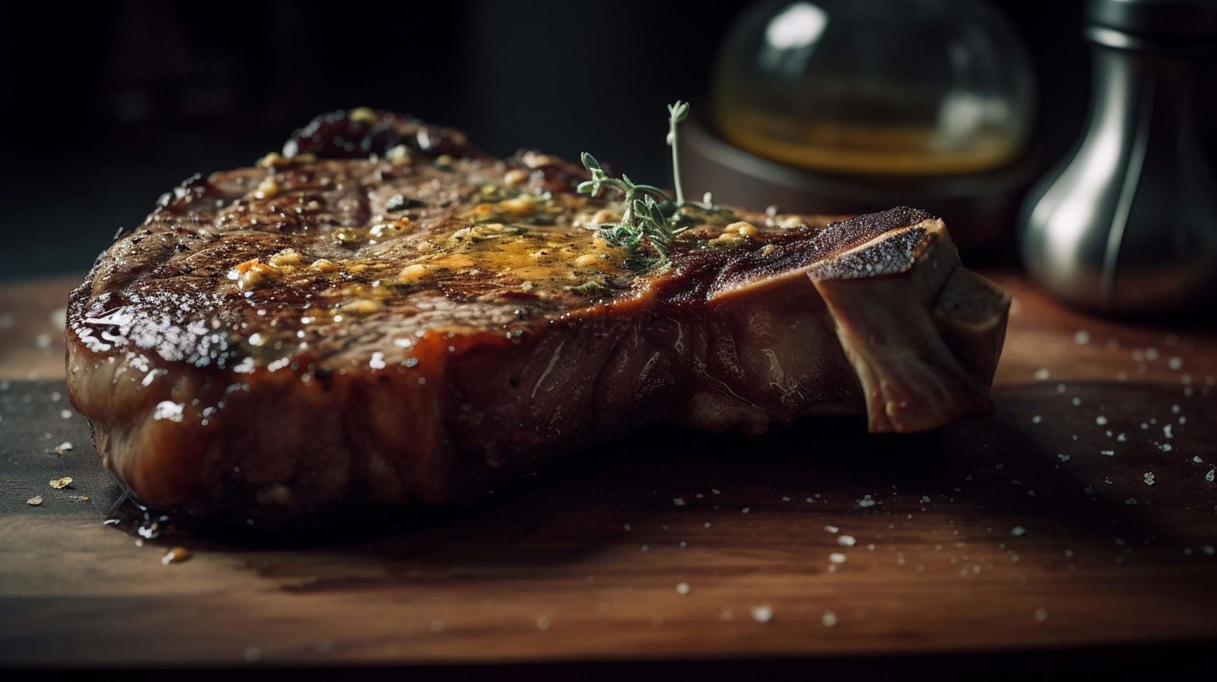 alaazul culinario fotografía 35mm de cerca t-bone filete medio generado con ai foto