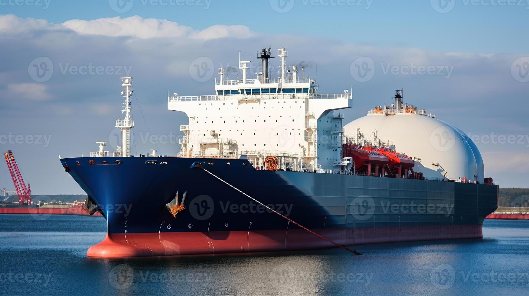 LNG tanker carrier in the sea. Gas carrier for transportation of liquefied natural gas. . photo