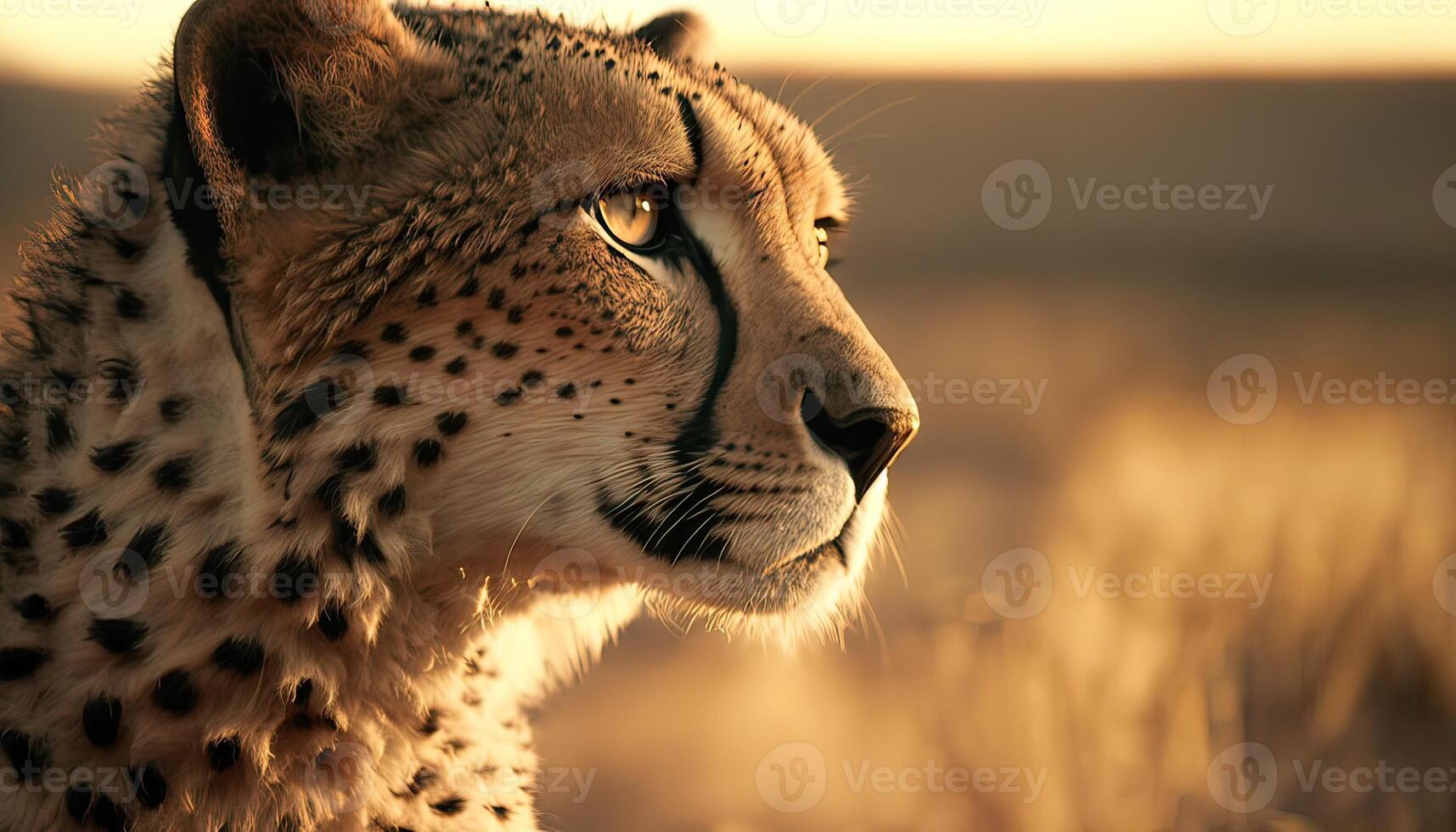 Cheetah Portrait in the morning sun in savannah. . photo